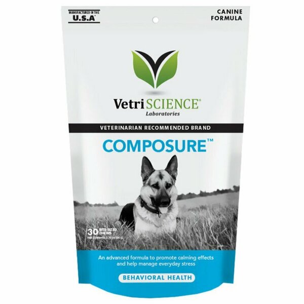 Vetri-Science PHV COMPOSURE, BITE SIZED, CHEWS CALMING SUPPORT DOGS AND CATS UP TO 25LB, 30PK 34953